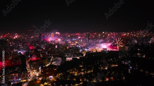 Wallpaper Mural Albania Tirana night fireworks for new year view from lake 2026 Torontodigital.ca