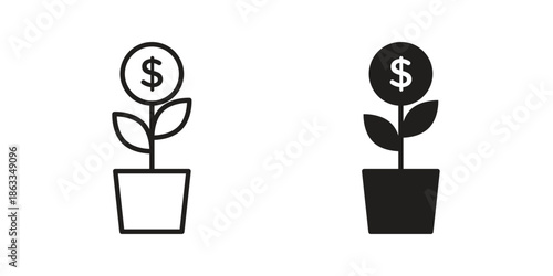 Investment tree icons concept. Vector Line Icon Design. Simple flat style