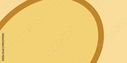 Minimalist circular curve vector background illustration. Modern abstract composition featuring a large circular brown stroke on a yellow backdrop.