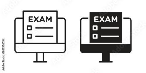 Online exam test icons concept. Vector Line Icon Design. Simple flat style