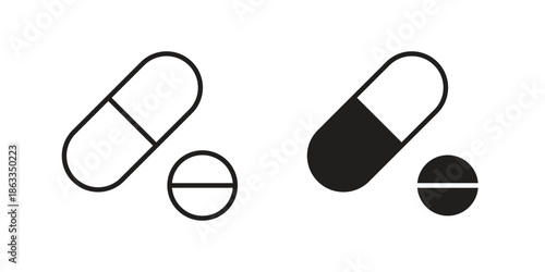 Painkiller pills icons concept. Vector Line Icon Design. Simple flat style