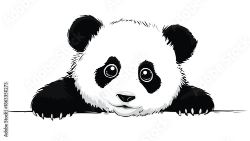 Adorable Funny Baby Panda Vector Illustration Isolated on White Background