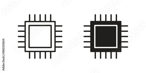 Processor icons concept. Vector Line Icon Design. Simple flat style