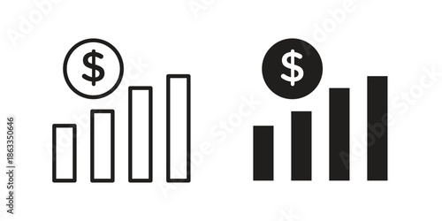Profit growth icons concept. Vector Line Icon Design. Simple flat style