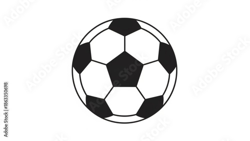 Black and white soccer ball on plain background