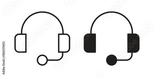 Support headset icons concept. Vector Line Icon Design. Simple flat style