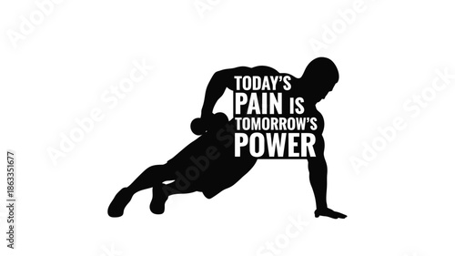 A person doing a pushup with motivational text a striking silhouette