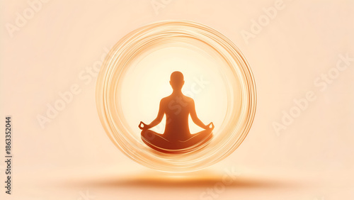 Mental Focus Illustration with Human Silhouette and Flowing Lines