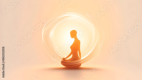 Mental Focus Illustration with Human Silhouette and Flowing Lines