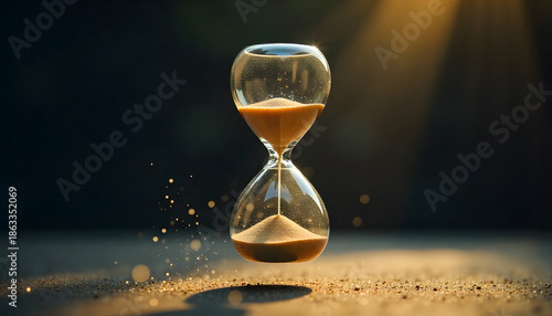 Elegant Hourglass with Flowing Sand Representing Time, Patience, and Life’s Precious Moments