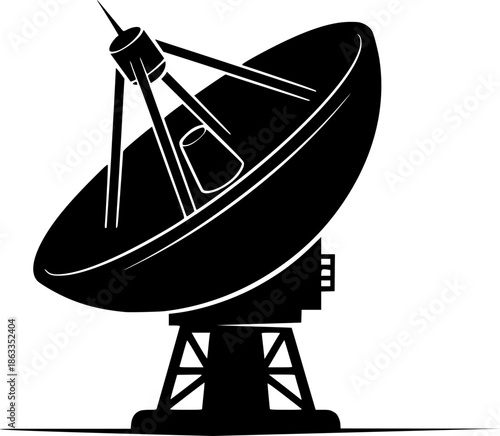 Large satellite dish antenna icon and vector illustration vectors silhouette
