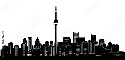 Stylized Toronto skyline vector illustration.
