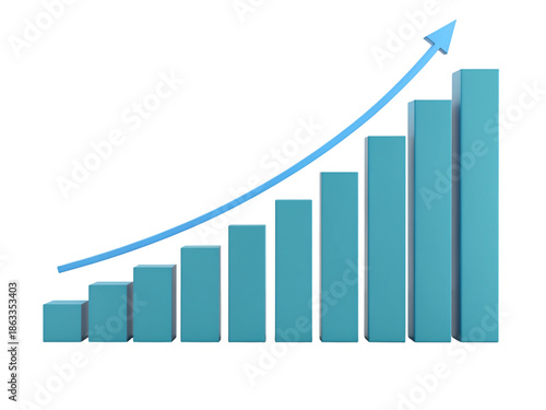 Free Download Teal bar graph with upward trend arrow on transparent background showing growth - GFXLoad
