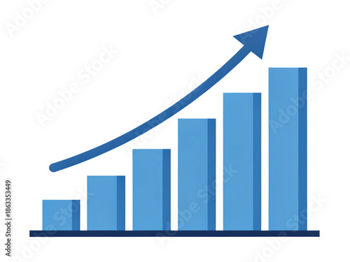 A blue bar graph with an upward trend and an arrow pointing up isolated on transparent background Free Download A blue bar graph with an upward trend and an arrow pointing up isolated on transparent background - GFXLoad