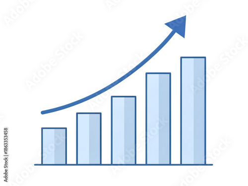 Free Download A blue bar graph with an upward trend arrow on transparent background - GFXLoad