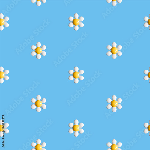 3d daisy white flower seamless pattern