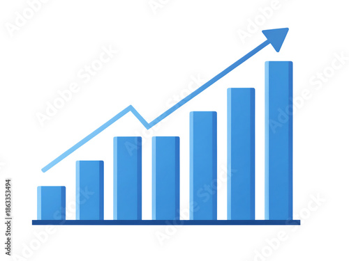 Free Download A blue bar graph with an upward trend isolated on transparent background showing growth and statistics - GFXLoad