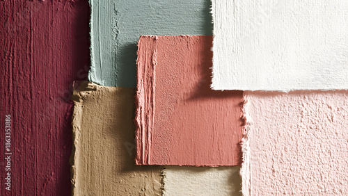 Subtle undertone comparison through overlapping neutral paint swatches in realistic detail