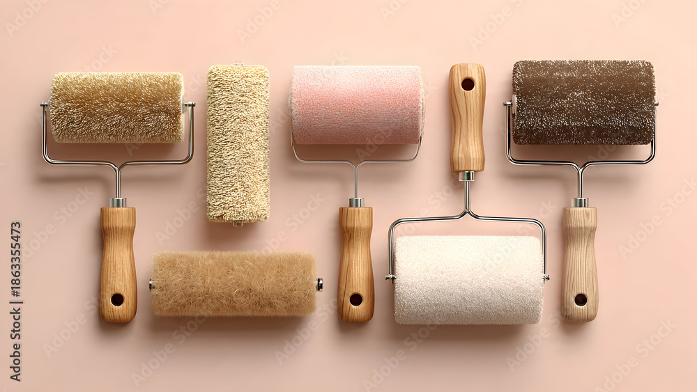 Obraz premium Different paint roller nap lengths displayed for professional selection