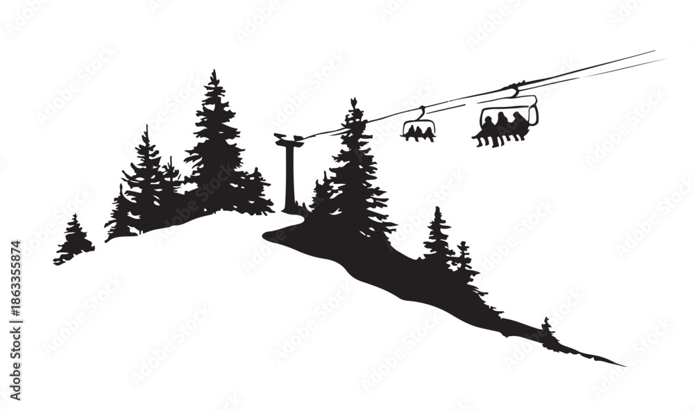 Fototapeta premium Ski lift in the mountains 