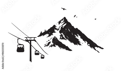Ski lift in the mountain	
