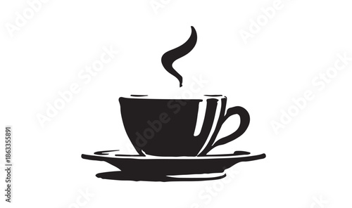 Cup of coffee or tea, hand drawn illustrations.