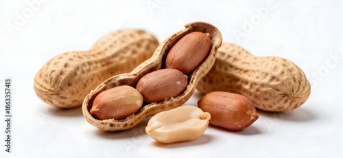 Wallpaper Mural Raw Peanuts in Shell and Shelled Peanut Kernels Isolated on White Torontodigital.ca