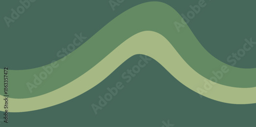 Gentle Peak Green Wave Vector Illustration Background. A soft rising and falling wave in light green tones against a dark base. Intended Use: Financial growth charts (abstract), nature blogs. 