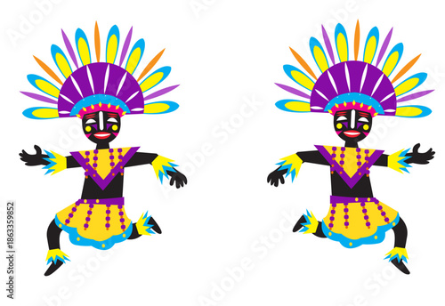 Dancers in Tribal Costume. Full body artwork.