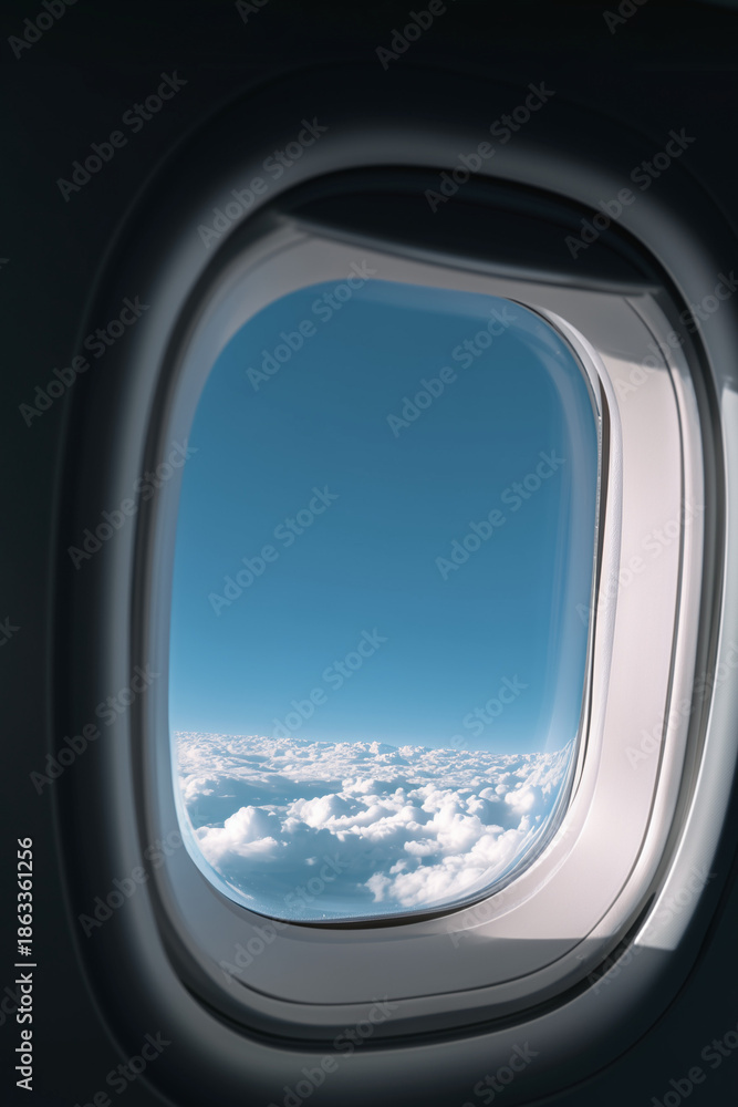 Fototapeta premium View From Airplane Window Above Clouds