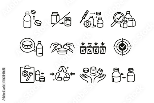 Component habit vector clarity icons remove recycling separation step icon sorting material