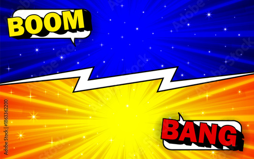 Pop art comic Fight versus with halftone background.  Design for comics, posters, banners, and competitions.