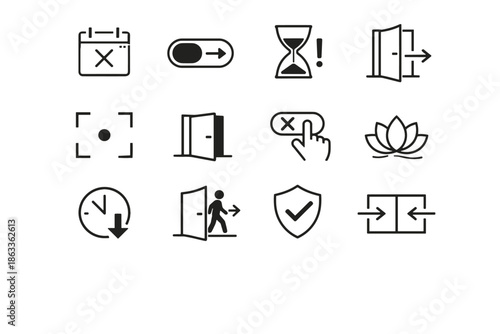 Control decision icons period focus awareness vector sensitivity exit subscription icon door