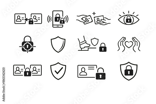 Icon vector step calm contact sharing privacy set secure awareness cue