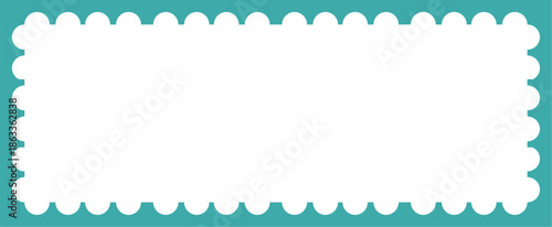 Cyan Blue Wide Stamp Border with Perforated Edges for Digital Design Elements