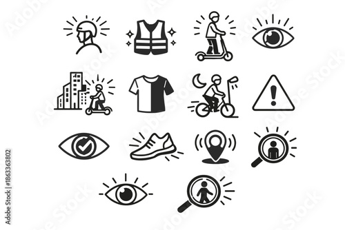Seen signal safety contrast light visual urban presence being icon vector icons