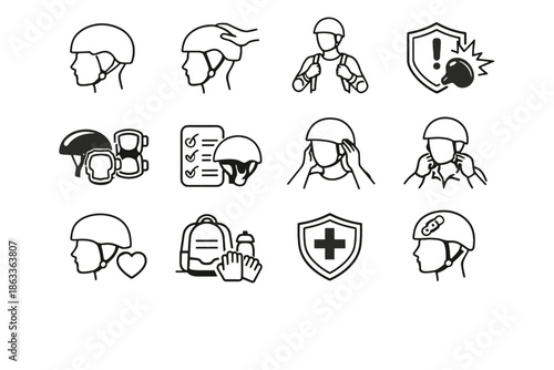 Reduction safety icons start vector personal icon gear rider urban safe cue