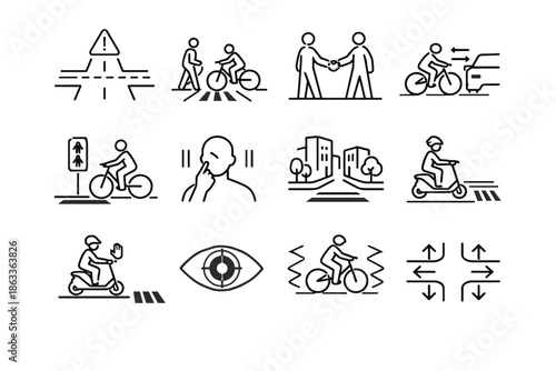 Cue icon intersection awareness crossing icons safety vector urban care focus junction
