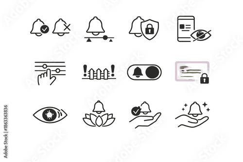 Grid icon vector mindful previews respectful concept icons lockscreen notification privacy alerts