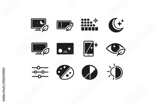 Energy vector theme dark cue icons mode contrast interface optimization icon ui