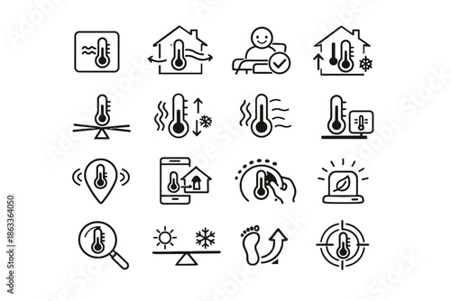 Comfort room minimalist detection sensing ambient climate sensors thermal icon temperature environment