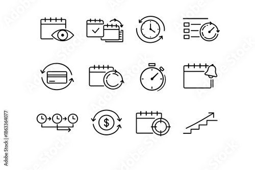 Icon visibility focus set schedule timing vector subscription rhythm cycle cue monthly
