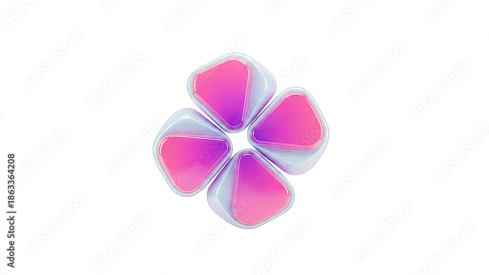 Fototapeta premium Abstract geometric shape with pink and iridescent colors