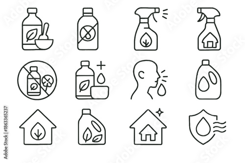 Low air safe home awareness cleaning icon clean eco allergy vector icons