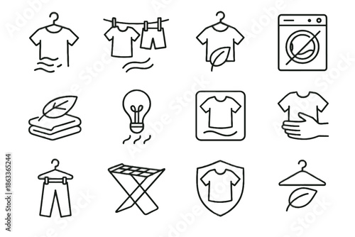 Icon clothesline preservation no fabric clothes vector garment friendly drying eco tumble