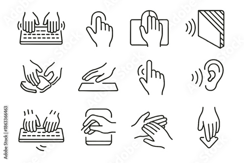 Coworking typing careful icons desk clicking soft quiet use smooth icon vector