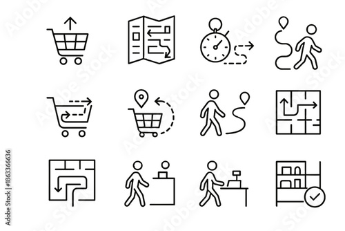 Saving vector store quick fast optimized walk smart backtracking icon grocery time