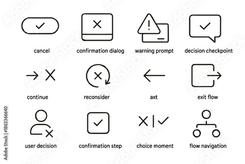 Vector warning icon icons flow step subscription checkpoint navigation decision action cancellation