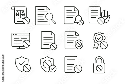 Icon assurance flow vector consumer compliance policy rights check review icons subscription