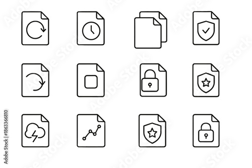 Restore icon document history recovery scheduled digital safety archive routine data vector